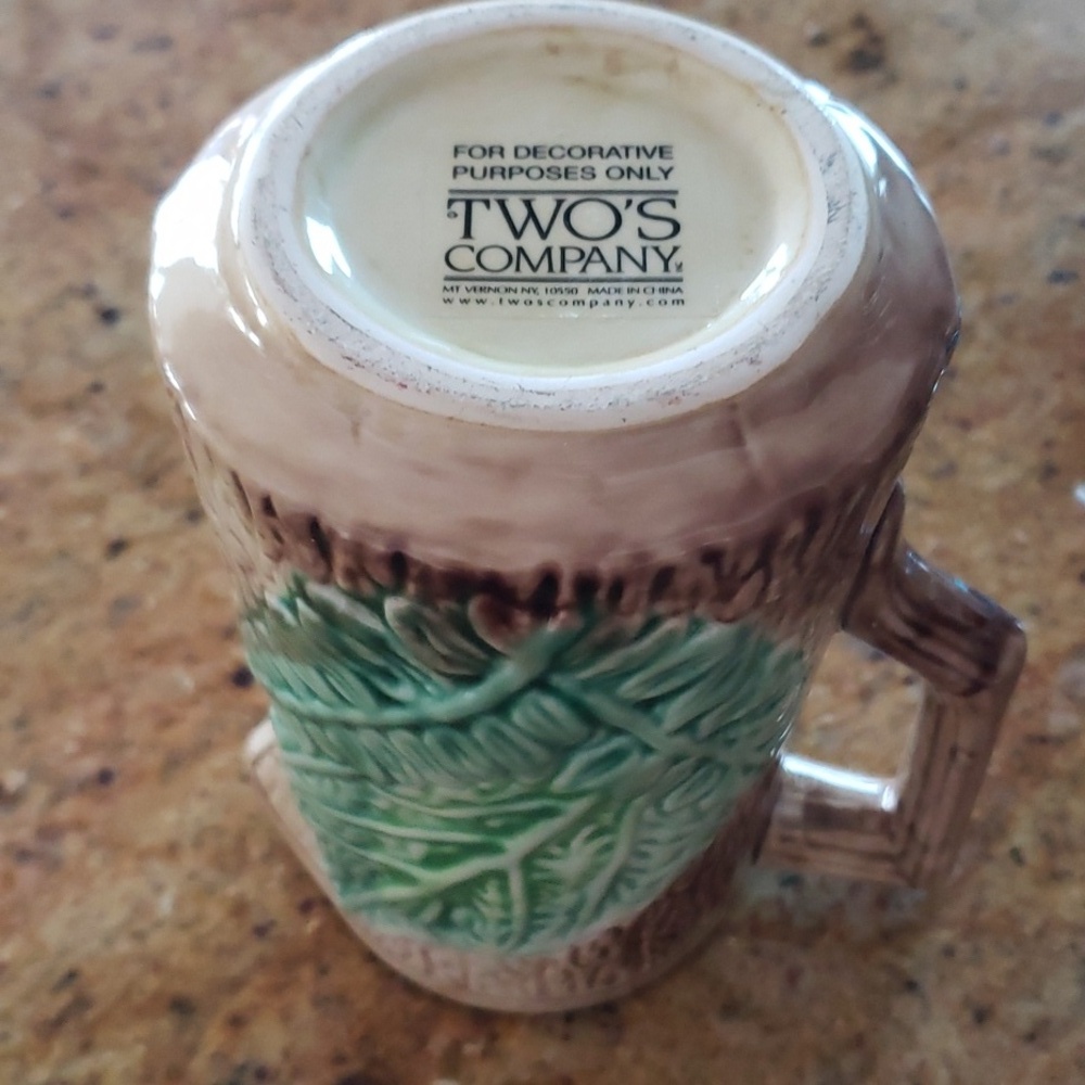 Antique Majoica Begonia Fern Leaf Rustic Tree Bark Planter Vase, Decor Pitcher - Picture 15 of 16